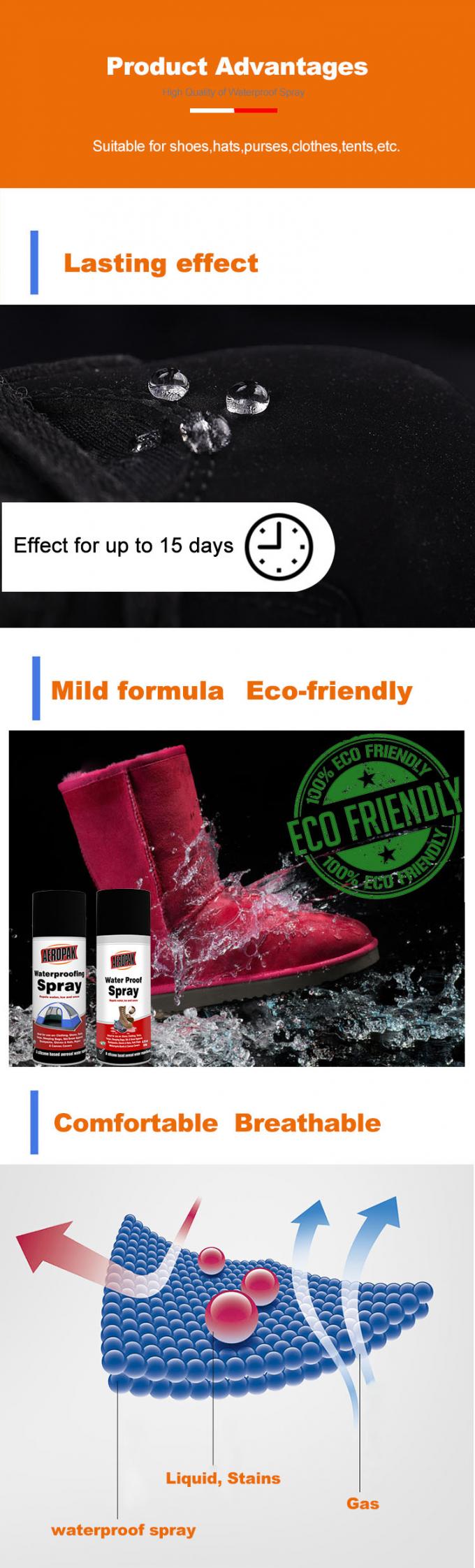 200ML लिक्विड फैब्रिक Aeropak वाटरप्रूफ स्प्रे ISO9001 REACH 1