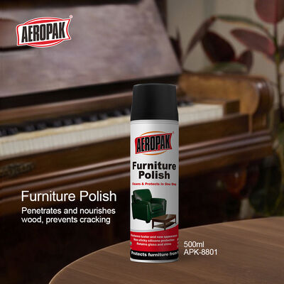 Aeropak 500ml Aerosol Spray Wood Furniture Care Cleaner Eco-Friendly High Active Content Liquid Essential Oil Wood Polish