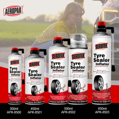 Aeropak 500ml White Tinplate Aerosol No-Jack Auto Tire Emergency Repair Puncture Seal OEM Factory Tire Sealant Inflator 3-Year