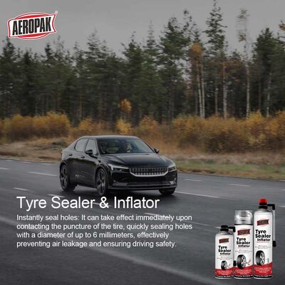 Aeropak 500ml White Tinplate Aerosol No-Jack Auto Tire Emergency Repair Puncture Seal OEM Factory Tire Sealant Inflator 3-Year